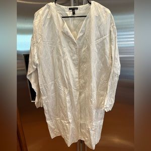 Eileen Fisher Ivory Round Neck Coat Size L